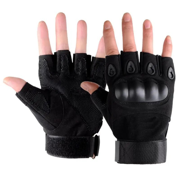 Військові рукавички без пальців FQ16S007 (штурмові, похідні, армійські, захисні, мисливські) Чорний L - зображення 1