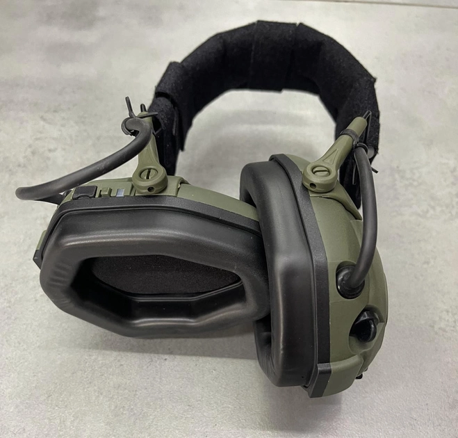 Тактичні активні навушники HD-16 із шумозаглушенням, універсальне кріплення, на голову та шолом, блютуз, оливковий - зображення 2