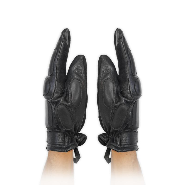Тактические кожаные зимние перчатки на флисовой подкладке GlovesUA мод.312-б Черный 9.5 - изображение 2