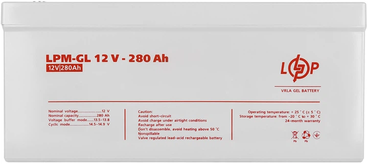 Аккумуляторная батарея LogicPower Гелевая LPM-GL 12V - 280 Ah (LP13185) - изображение 3