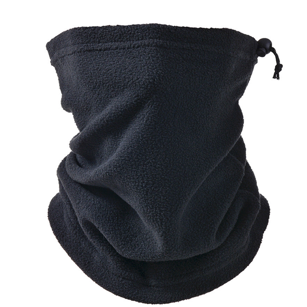 Бафф флисовый шарф-труба зимний черный универсальный на шнурке с регулировкой - изображение 1