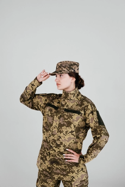 Тактическая женская военная форма комплект костюм, ( Китель + Штаны ), Камуфляж: Пиксель ВСУ ММ-14 , Размер: XS - изображение 1