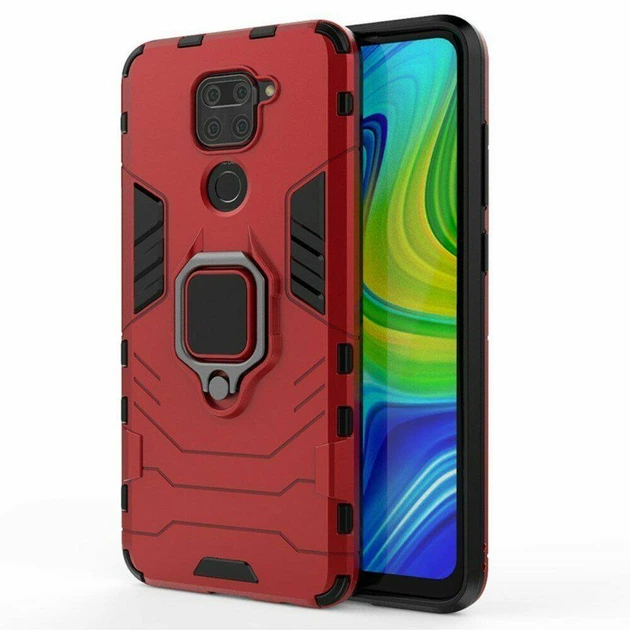 Чехол Iron Ring для Xiaomi Redmi Note 9 бампер противоударный с подставкой кольцом Red - Фото 4 Чехол Iron Ring для Xiaomi Redmi Note 9 бампер противоударный с подставкой кольцом Red - изображение 4