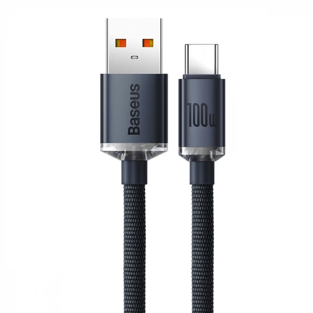 Кабель Baseus Crystal Shine Series Fast Charging Data Cable USB to Type-C 100W 1.2 м Black (CAJY000401) - зображення 2