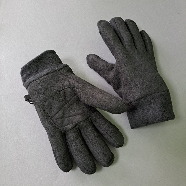 Мужские перчатки рукавицы зимние тактические для зимней рыбалки охоты флисовые Tactical Черные (9228) - изображение 2