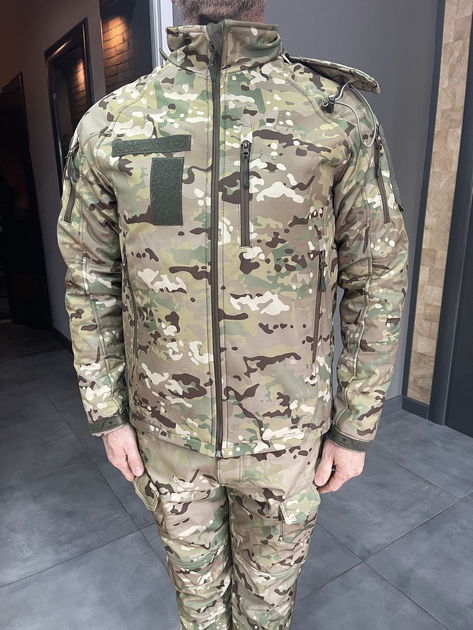 Куртка тактическая зимняя Softshell, Wolftrap, Мультикам, размер 4XL, теплая зимняя куртка для военных - изображение 2