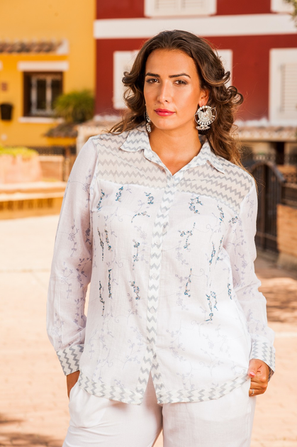 Короткая женская туника рубашка AnastaSea 1116 A-1c 48(XL) Белый 