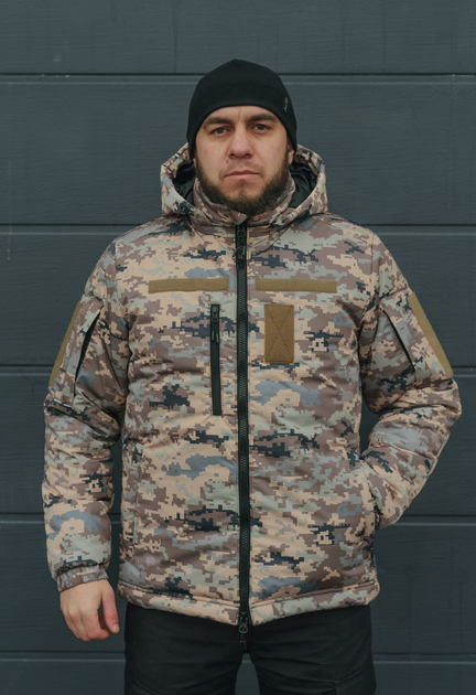 Куртка зимняя тактическая на молнии с капюшоном S pixel2 - изображение 1
