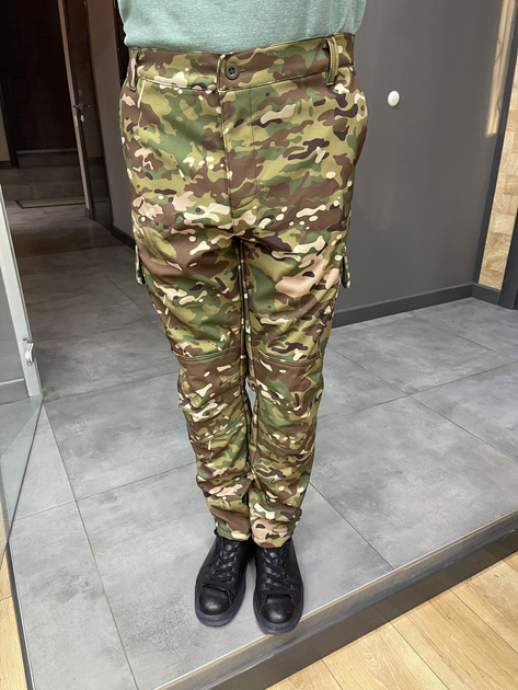 Брюки тактические софтшелл с флисом Special, размер L, Мультикам, утепленные брюки для военных - изображение 1