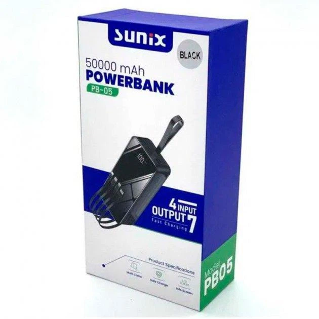 Зовнішній портативний аккумулятор Power Bank Sunix PB-05 50000mAh 2.1A ...