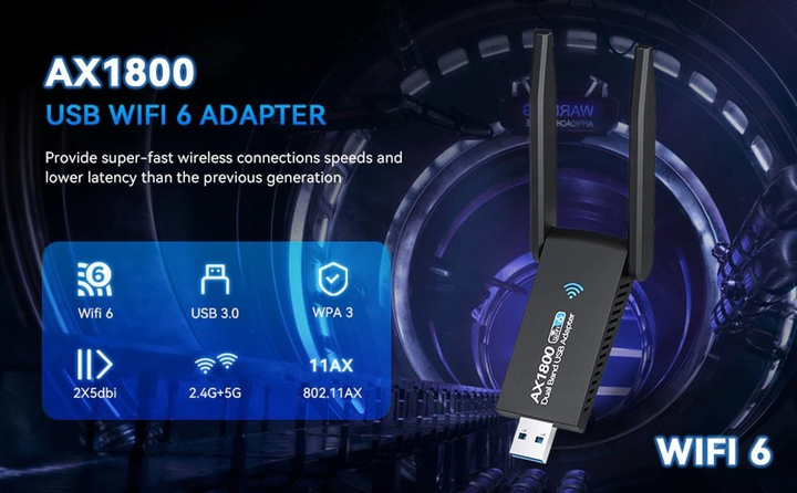 USB Wifi 6 Wireless Adapter for PC, QGOO AX1800 USB 3.0 Wifi