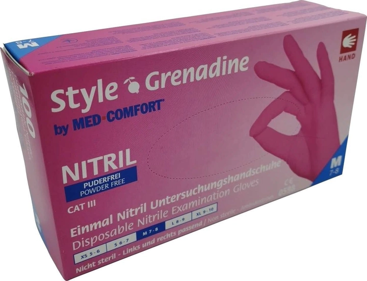 Рукавички нітрилові AMPri Style Grenadine (100 шт. / 50 пар), рожеві, розмір M - изображение 1