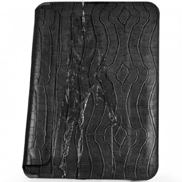 Кожанный чехол WIWU Skin Croco Geniunie Leather Sleeve Series for MacBook 14" [2021], Black - изображение 4