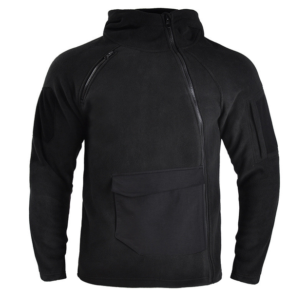 Тактическая флисовая кофта Han-Wild HW021 Black 2XL мужская теплая с капюшоном и большим передним карманом (OPT-17551) - изображение 1