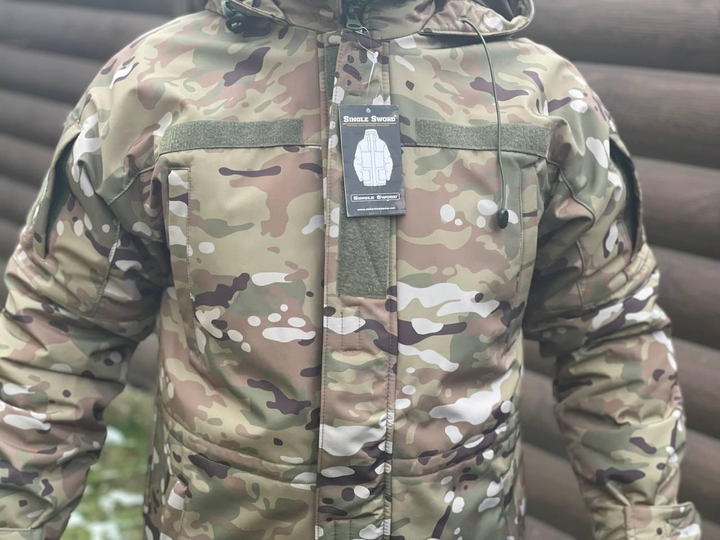 Куртка зимняя удлиненная тактическая военная мультикам Soft Shell Single Sword для ВСУ XL - изображение 2