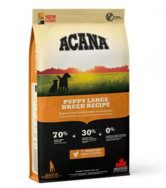 Сухой корм Acana Puppy Large Breed 17 кг для щенков крупных и огромных пород (цыпленок, камбала) - Фото 1 Сухой корм Acana Puppy Large Breed 17 кг для щенков крупных и огромных пород (цыпленок, камбала) - изображение 1