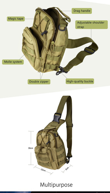 Тактична військова сумка рюкзак OXFORD 600D Olive - зображення 2