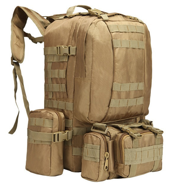 Рюкзак тактический с подсумками A08 50 л, песочный - изображение 1