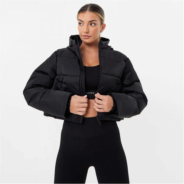 Cropped puffer shop jacket women's