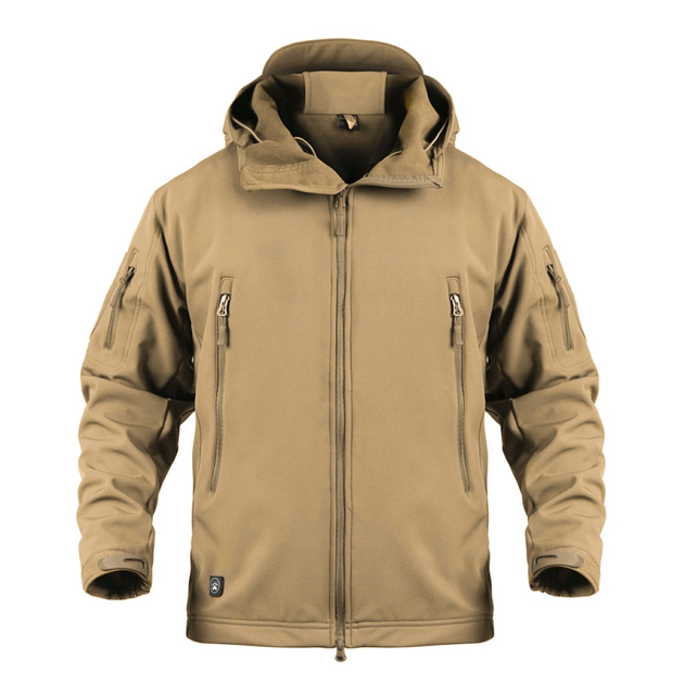 Тактическая куртка Pave Hawk PLY-6 Sand Khaki (2XL) мужская холодостойкая на флисе с капюшоном для спецслужб LOZ - изображение 1