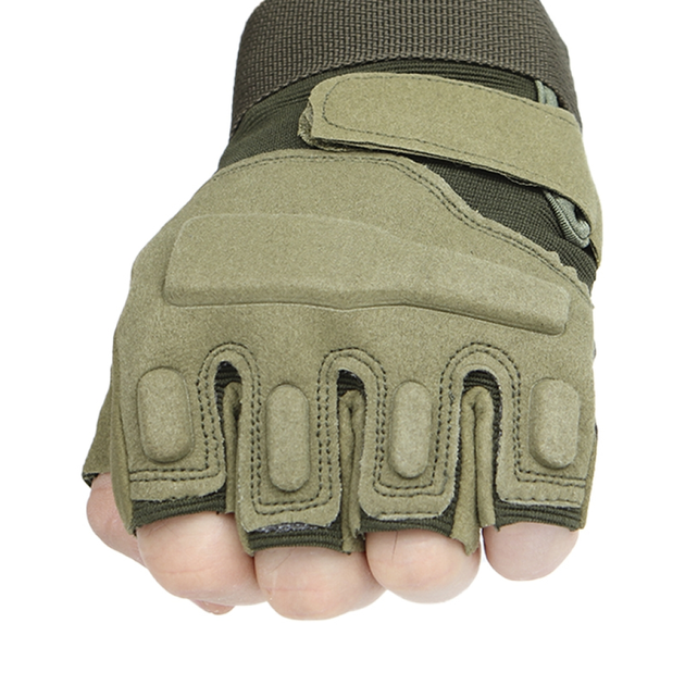 Перчатки тактические короткие Han-Wild HW72 Green L мужские с защитными вставками без пальцев LOZ - изображение 2
