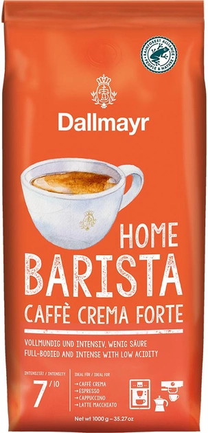 Акція на Кава в зернах Dallmayr Home Barista Caffe Crema Forte Обсмажена 1 кг від Rozetka