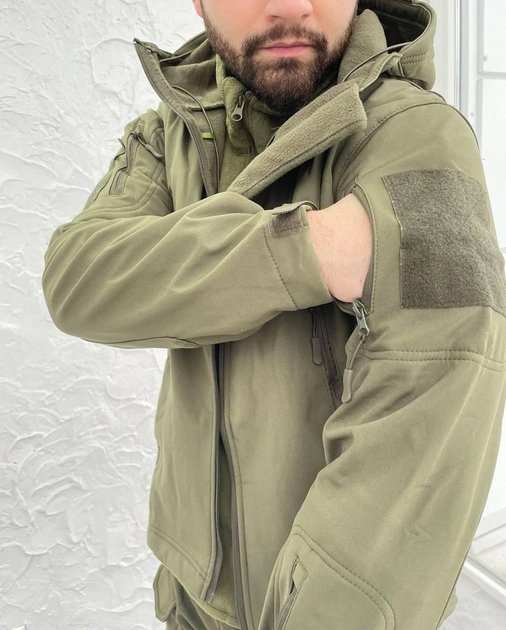 Куртка тактическая Softshell Оливковая теплая куртка для военных софтшелл S - изображение 2