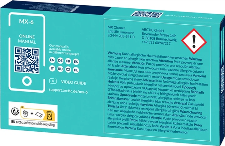Pasta termoprzewodząca Arctic MX-6 4 g z 6 szt. MX Cleaner (ACTCP00084A) - obraz 3