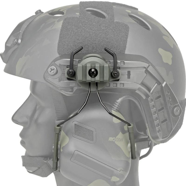 Крепление адаптер для установки наушников на шлем каску для Walkers, Peltor и Earmor с планкой Пикатинни, Green (15032) - изображение 2