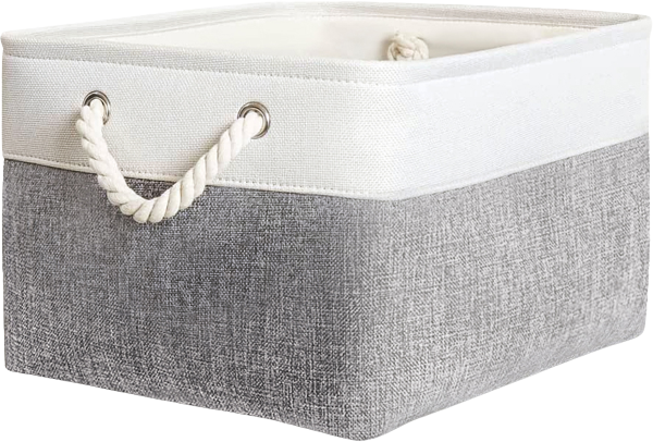Ящик для хранения с ручками MBM HOME TH-10 L Gray/White - Фото 1 Ящик для хранения с ручками MBM HOME TH-10 L Gray/White - изображение 1