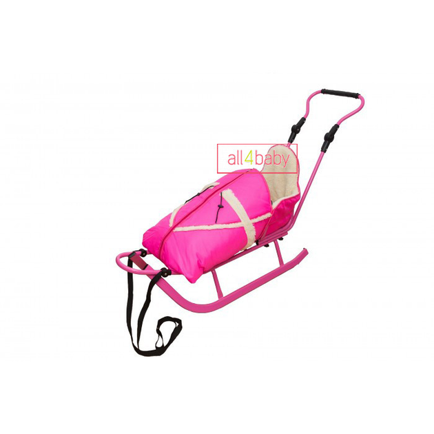 Санки Adbor Piccolino с регулируемой ручкой и конвертом Розовый – фото ...