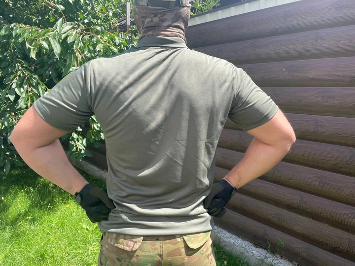 Тактична футболка з коміром поло Single Sword ЗСУ Олива M - зображення 2