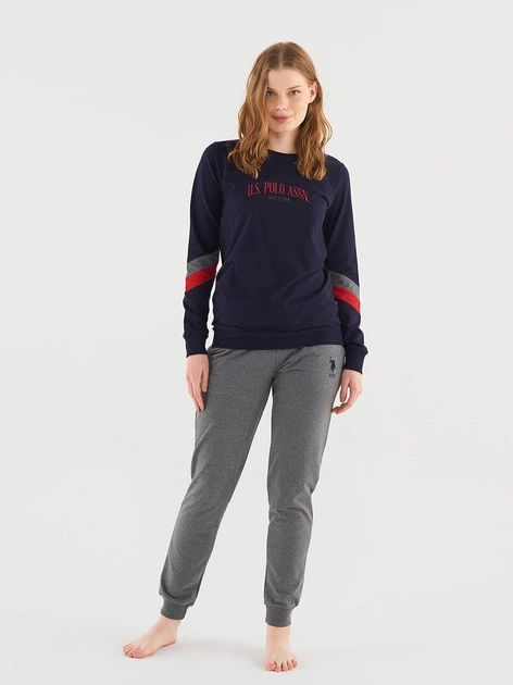 Пижама (свитшот + штаны) женская хлопковая U.S. Polo Assn 16814 L Navy (8680557380767) - Фото 1 Пижама (свитшот + штаны) женская хлопковая U.S. Polo Assn 16814 L Navy (8680557380767) - изображение 1