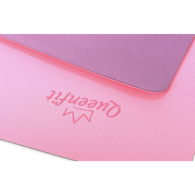Коврик (мат) для фитнеса и йоги Queenfit Premium TPE 0,6см розово-фиолетовый - изображение 5
