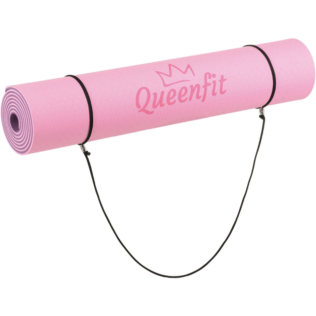 Коврик (мат) для фитнеса и йоги Queenfit Premium TPE 0,6см розово-фиолетовый - изображение 8