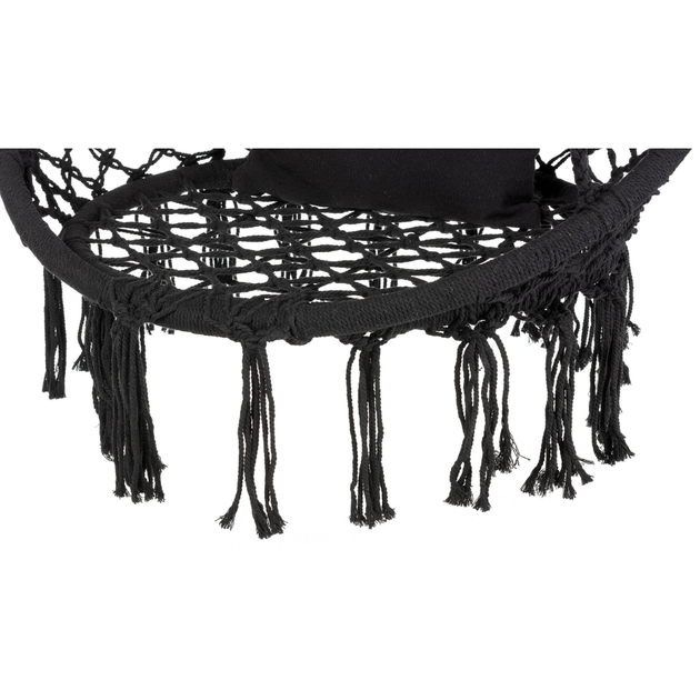 Садовая подвесная качель с бахромой Boho Outtec до 150 кг XXL черная - изображение 9