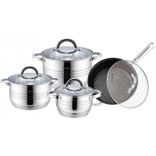 Набор нержавеющих кастрюль 8 предметов BANOO BN-5004 с антипригарным ...