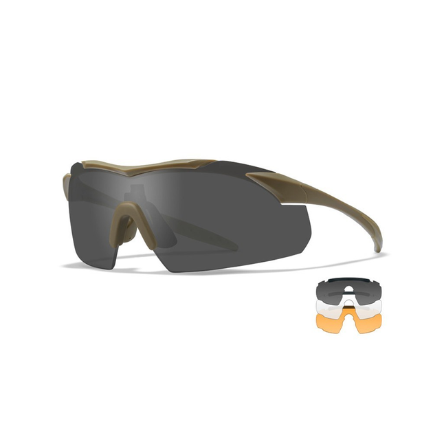 Тактичні окуляри WILEY X VAPOR COMM 2.5 Grey/Clear/Rust Tan Frame (3 лінзи) Оливкова матова оправа - изображение 1