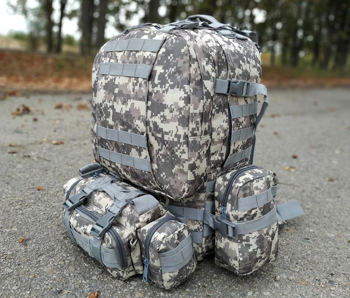 Тактический рюкзак армейский Armory OX 600D универсальный на 55л со стропами MOLLE, водонепроницаемый Пиксель - изображение 2
