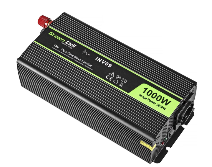 Инвертор Green Cell 12V-230V 1000/2000W (INV09) Чистый синус (подходит для котлов) - изображение 2