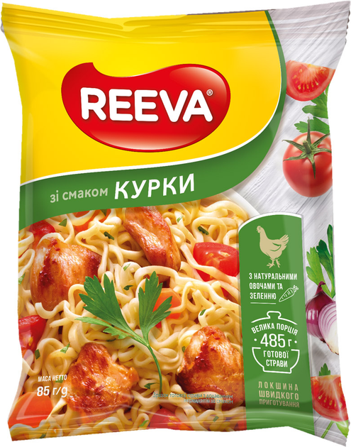 Упаковка лапши быстрого приготовления Reeva со вкусом курицы 85 г x 20 ...