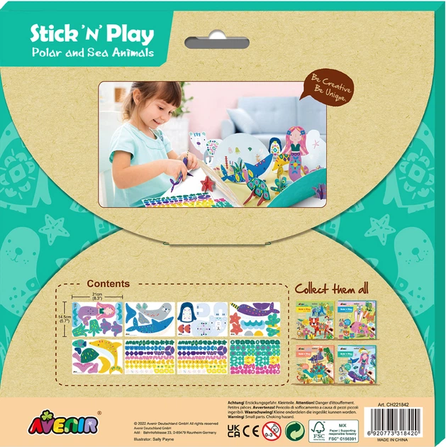 Zestaw do rękodzieła Avenir Stick "N" Play Zwierzęta polarne i morskie 8 arkuszy CH221842 (6920773318420) - obraz 10