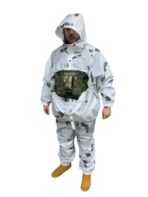 Военный дождевик костюм Белый, зимний маскировочный маскхалат Размер Л 102-110 рост 167-185 - изображение 1