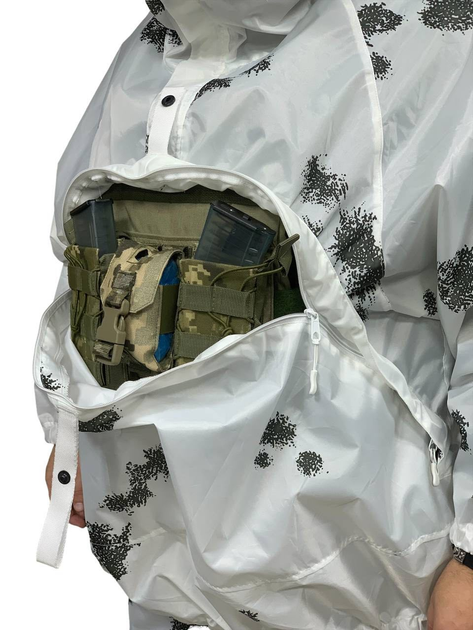 Военный дождевик костюм Белый, зимний маскировочный костюм маскхалат Размер ХЛ 102-110 рост 185-202 - изображение 2