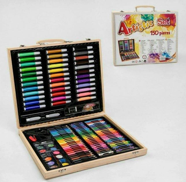 Набор для рисования и творчества UFT Art Set с деревянным чемоданом на 150 предметов - изображение 1