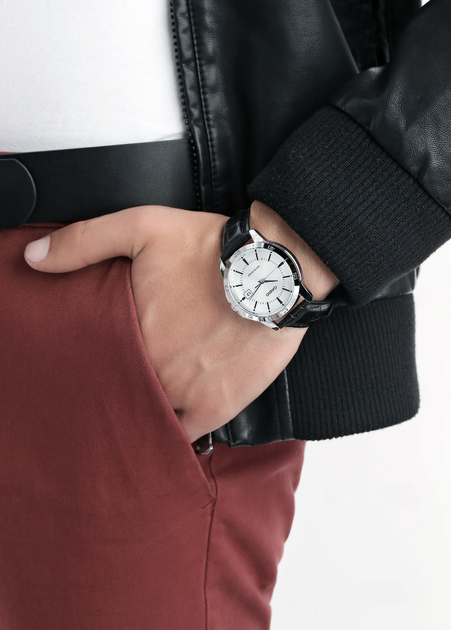 Чоловічий годинник Casio MTP-V004L-7A Сріблястий з чорним Натуральна шкіра - зображення 5