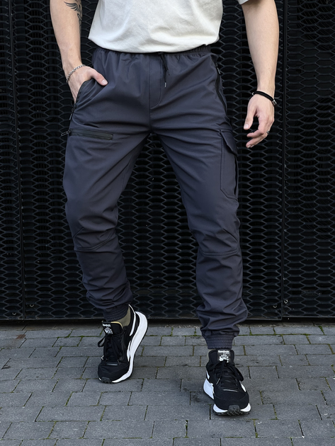 Мужские зимние тактические штаны Soft Shell серые на флисе Flash карго M - изображение 1