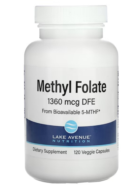 Метилфолат, Lake Avenue Nutrition 800 мкг, 120 растительных капсул ...