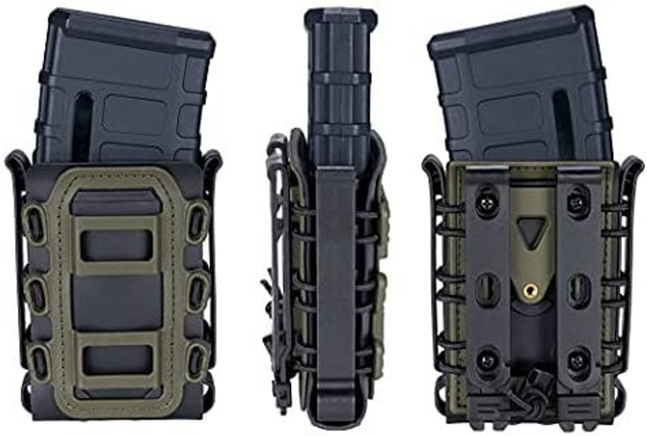 Подсумок для магазина 5.56 мм 7.65 IDOGEAR Military крепление MOLLE Black+Coyote Brown - изображение 2