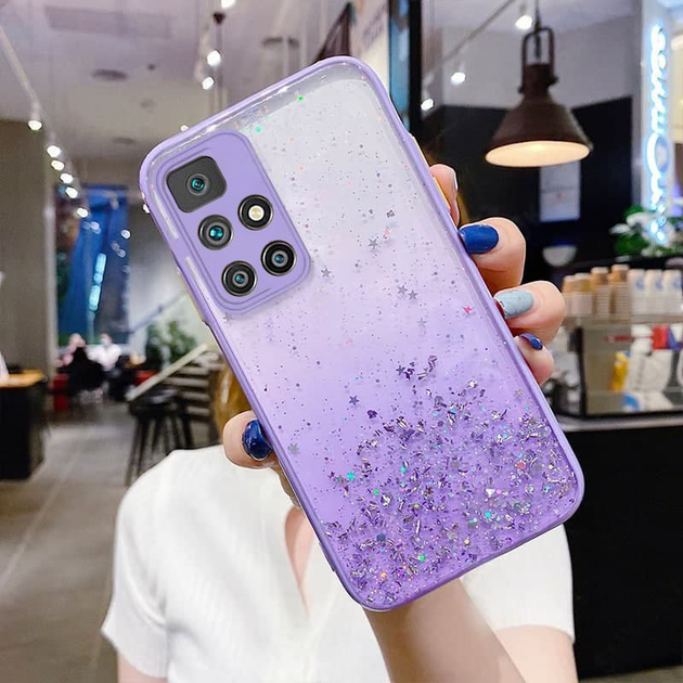 Чехол Stardust с цветными бортиками для Xiaomi Redmi 10 Фиолетовый ...